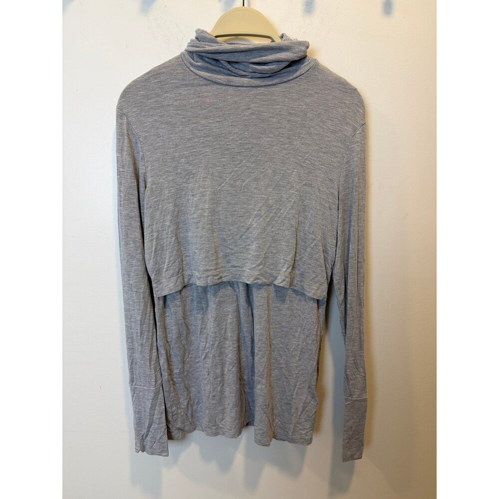 Seraphine Bamboo Essentials Maternity Nursing Cowl Neck Long Sleeve Top Gray M